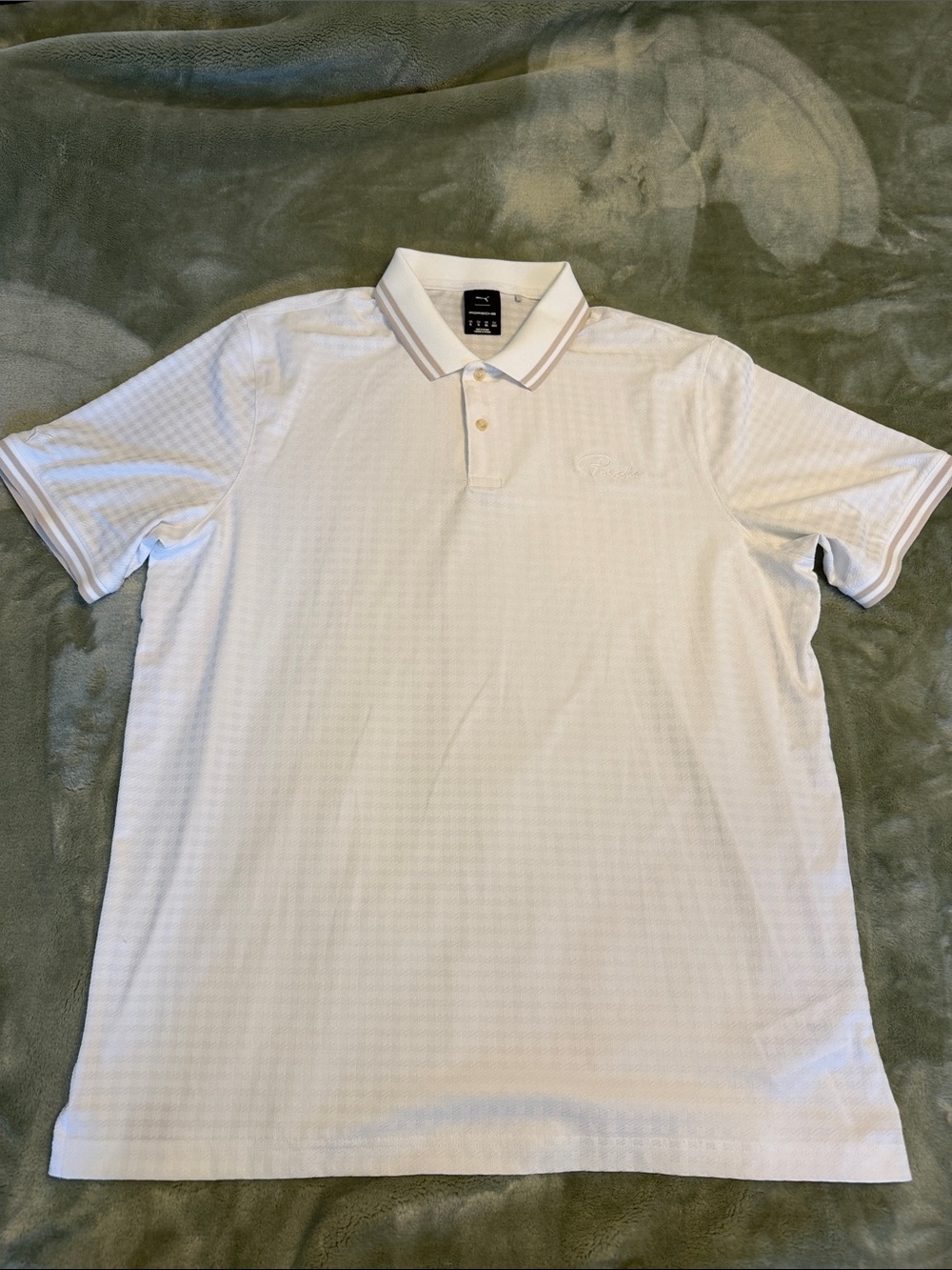 PORSCHE GOLF Men's White Polo Shirt - Classic Short Sleeve - Size XL
